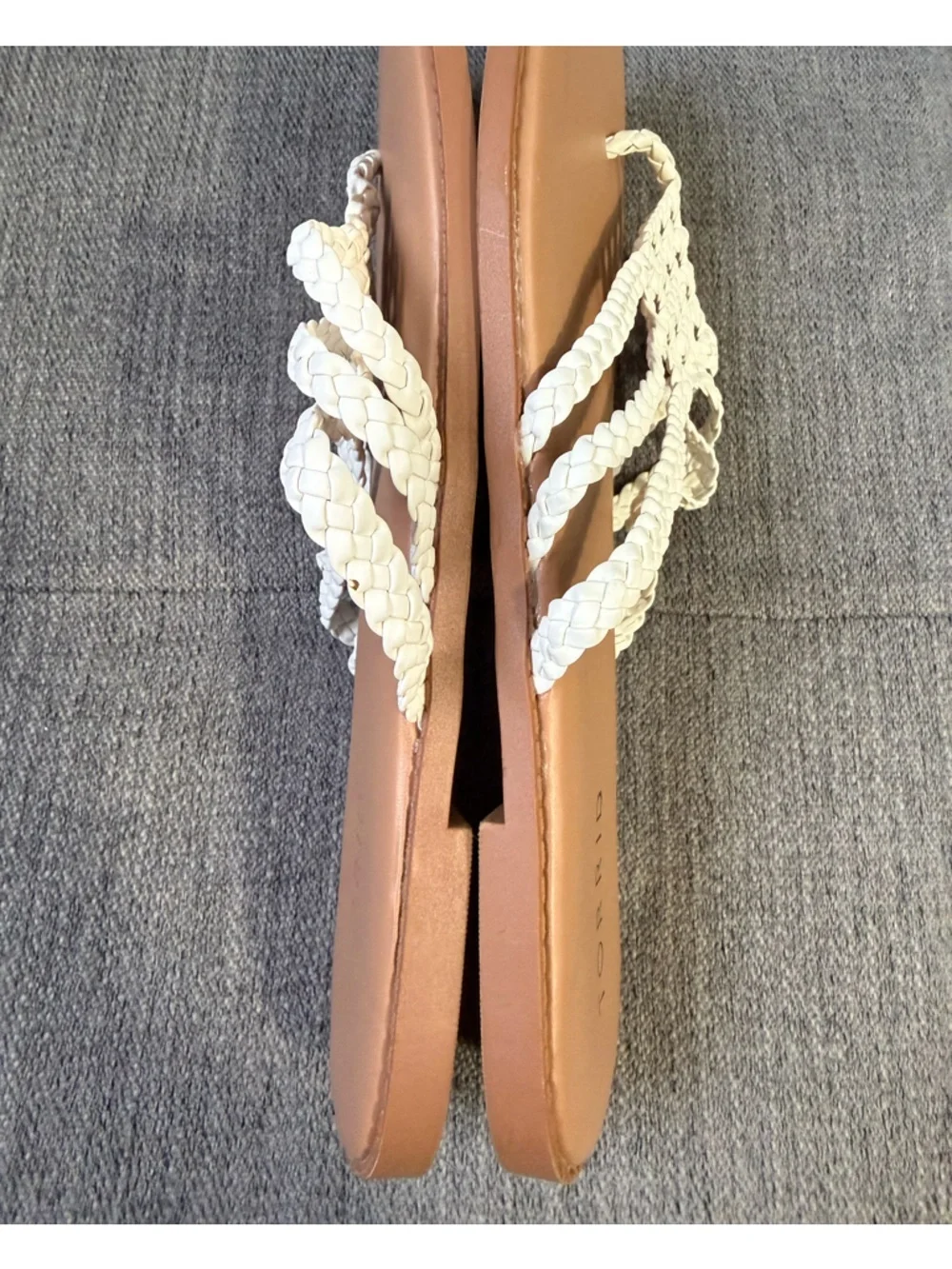 Torrid White Faux Leather Braided Flip-Flop Sandals, Size 8WW